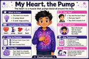 My Heart, the Pump educational infographic for children ages 6 to 8