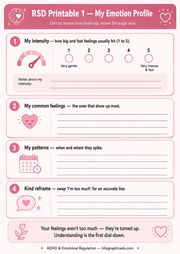 ADHD Emotional Regulation worksheet 1 preview from the neurodivergent focus regulation bundle