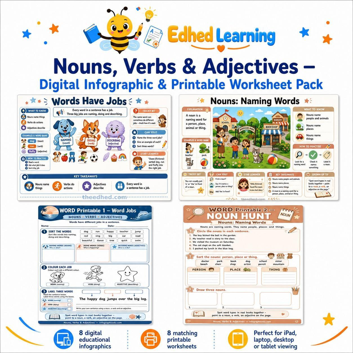 Edhed Learning Nouns, Verbs & Adjectives digital course product image