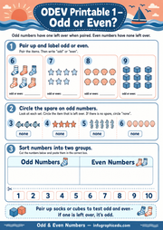 Odd or Even? printable maths worksheet for kids - Odd & Even Numbers course