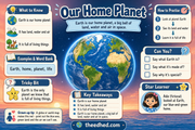 Our Home Planet educational infographic about Earth, land, water and air