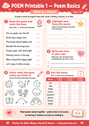 Poem Basics printable worksheet for kids - Poetry for Kids course