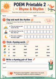 Rhyme and Rhythm printable worksheet for kids - Poetry for Kids course