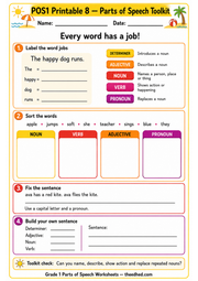 Grade 1 parts of speech printable worksheet 08