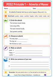 Grade 2 parts of speech printable worksheet 01