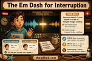 The Em Dash for Interruption Grade 4 punctuation teaching infographic