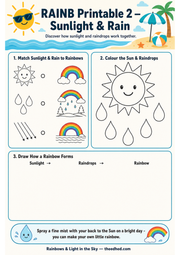 Sunlight and Rain matching A4 printable worksheet preview