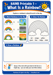 What Is a Rainbow matching A4 printable worksheet preview