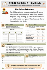Key Details Grade 2 printable reading comprehension worksheet