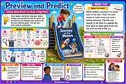 Preview and Predict reading strategy educational infographic for children