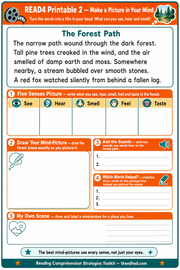 Visualising printable reading comprehension worksheet with five senses activities