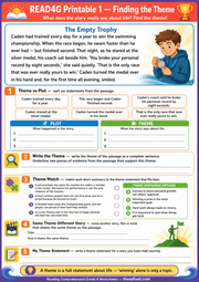 Finding the Theme Grade 4 printable reading worksheet