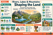 Shaping the Land educational infographic preview from Rivers, Lakes & Mountains