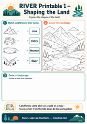 Shaping the Land printable worksheet preview for children ages 7–9