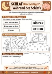 Arbeitsblatt 2 aus dem Lernpaket Gesunde Schlafgewohnheiten – Edhed Learning