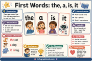 First sight words the a is it educational infographic for children ages 5 to 7