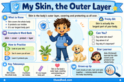 My Skin, the Outer Layer educational infographic for children ages 6–8