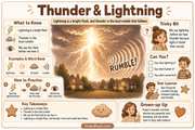 Thunder and Lightning educational infographic explaining flash and rumble