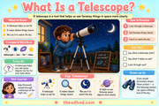 What Is a Telescope educational infographic for children ages 7 to 9