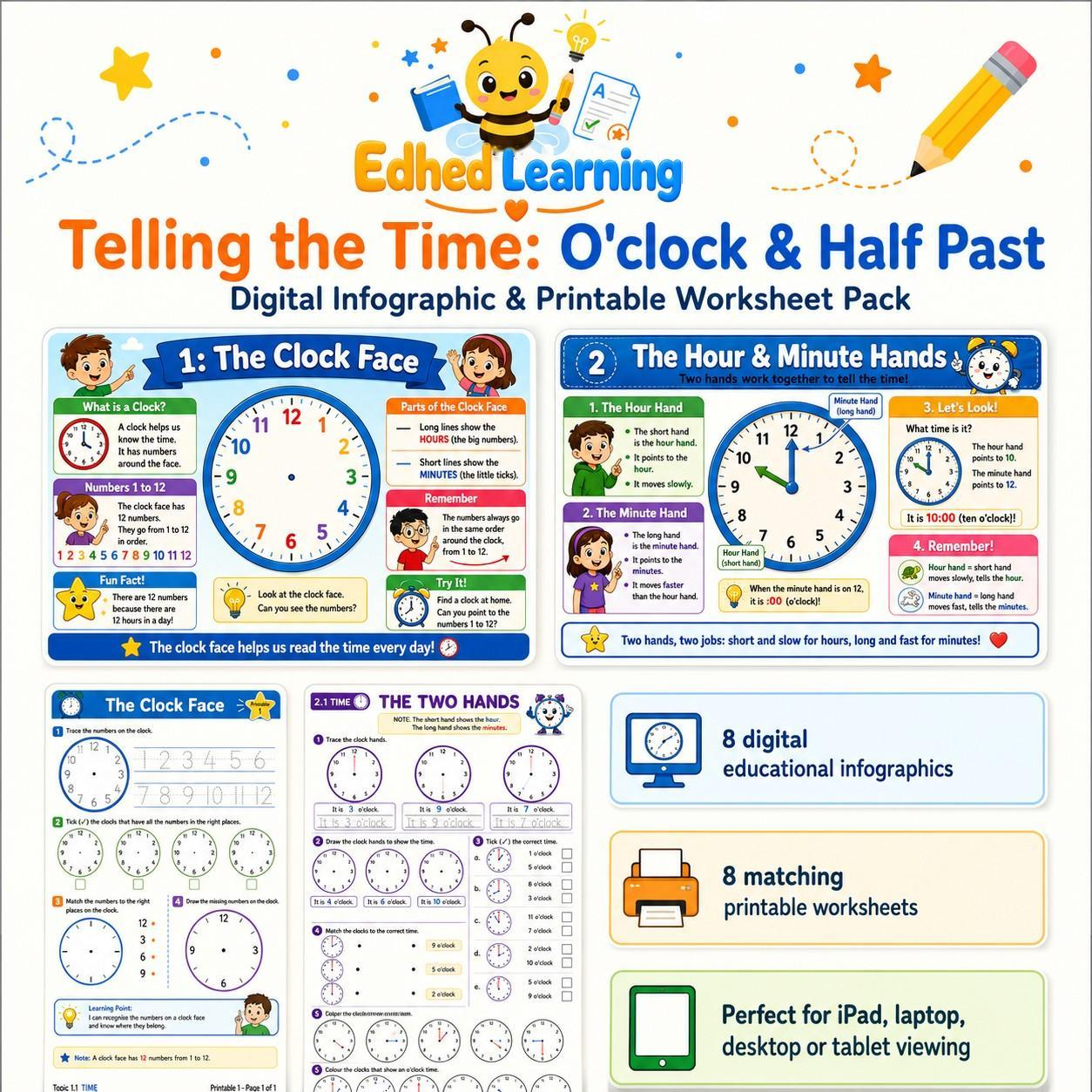 Edhed Learning Telling the Time: O'clock & Half Past digital course product image
