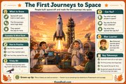 The First Journeys to Space educational infographic for children ages 7 to 9