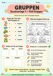 Arbeitsblatt 1 aus dem Lernpaket Die fünf Tiergruppen – Edhed Learning