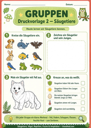 Arbeitsblatt 2 aus dem Lernpaket Die fünf Tiergruppen – Edhed Learning