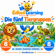 Edhed Learning Lernpaket Die fünf Tiergruppen mit 8 Infografiken und 8 Arbeitsblättern