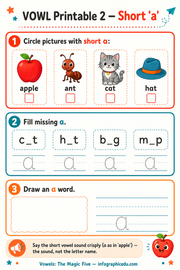 Vowels: The Magic Five – Kids Digital Course & Printable Worksheets