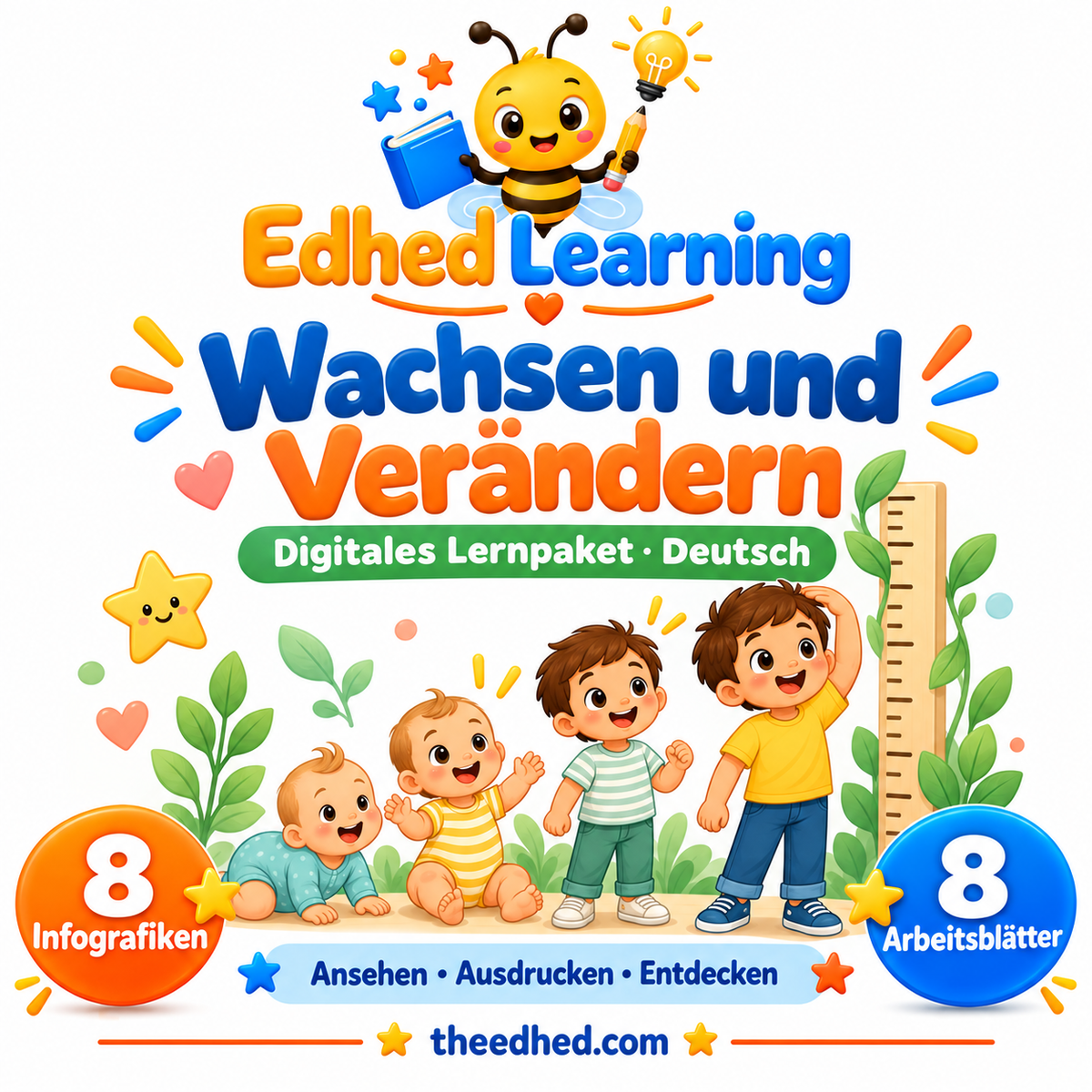 Edhed Learning Lernpaket Wachsen und Verändern mit 8 Infografiken und 8 Arbeitsblättern