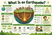 What Is an Earthquake educational infographic explaining movement deep below Earth