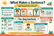 Writing a Super Sentence infographic: What Makes a Sentence?